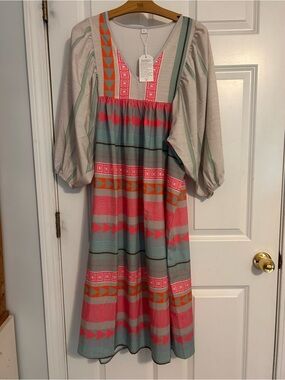 Ladies Pink & Gray Patterned Maxi Dress - Brand Made with love
